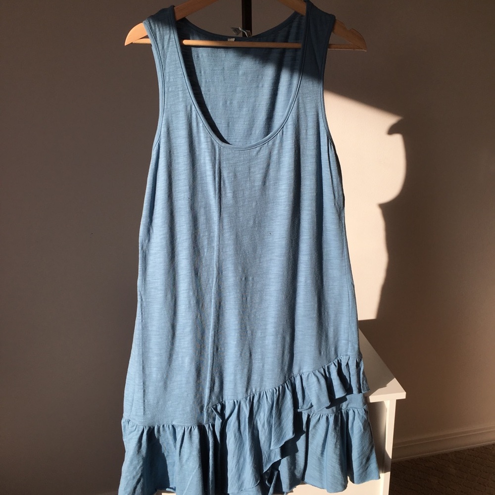 Sundance Blue A-Line Jersey Tank Dress Raw Hem